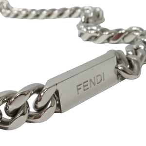 フェンディ FENDI 美品 チェーンリンクネックレス ペンダント 喜平ネックレス アクセサリー ロゴ イタリア製 MP1722 シルバー色 ■GY26