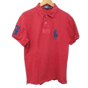 ポロ バイ ラルフローレン Polo by Ralph Lauren ポロシャツ スリムフィット Tシャツ カットソー ビッグポニー 刺繍 赤 レッド L ■GY09