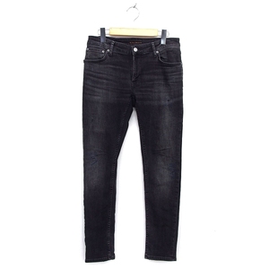 ヌーディージーンズ nudie jeans デニム ジーンズ スリム ダメージ加工 ひげ加工 ストレッチ ジップフライ W31 チャコールグレー /NT11 メ