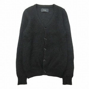  beautiful goods Pledge PLEDGEmo hair × nylon × wool rib knitted cardigan long sleeve . braided V neck low gauge cut and sewn tops 