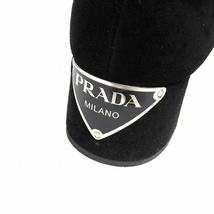 プラダ PRADA 三角ロゴ プレート スエード レザー ブーツ 1T096L サイドジップ ヒール シューズ 38.5 （25.5cm） 大きいサイズ 黒◆12_画像6