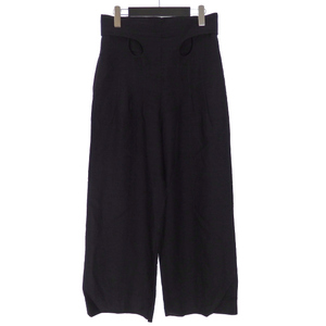 マメクロゴウチ Mame Kurogouchi 22SS Viscose Hemp High Waisted Trouser ワイドパンツ スラックス 4 ネイビー 紺 日本製 MM22SS-PT036