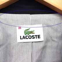 ラコステ LACOSTE 国内正規品 テーラード ジャケット シングル ロゴ 刺繍 コットン 綿 38 ブラック 黒 /HT12 レディース_画像3