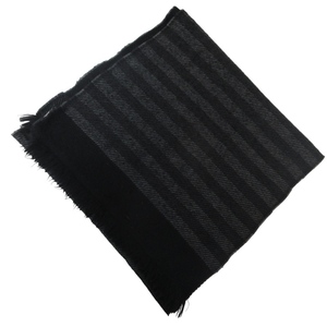 joru geo Armani GIORGIO ARMANI wool muffler stole stripe pattern Italy made black black 1225 men's 