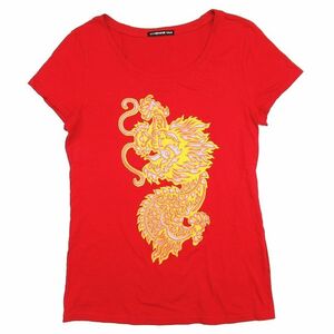 美品 10ss ヴィヴィアンタム VIVIENNE TAM ドラゴン 龍 竜 プリント Tシャツ カットソー 半袖 クルーネック トップス archive 1 レッド 赤