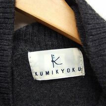 クミキョク 組曲 KUMIKYOKU アーガイル柄 半袖 ニット セーター タートルネック ウール 2 チャコールグレー /FT32 レディース_画像3