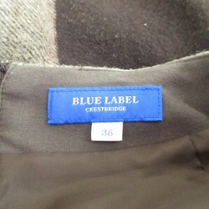 バーバリーブルーレーベル BURBERRY BLUE LABEL クレストブリッジ CRESTBRIDGE ウール シャギーチェックフレアスカート ブラウン系 38 約Mの画像6