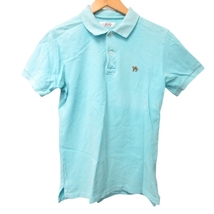 ハリウッドランチマーケット HOLLYWOOD RANCH MARKET ポロシャツ Tシャツ カットソー 鹿の子 刺繍 水色 ブルー 1 約Sサイズ 1225 メンズ_画像1