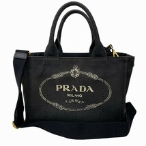 プラダ PRADA カナパ 2way ハンドバッグ ショルダーバッグ キャンバス 1BG439 黒 ブラック ゴールドカラー金具 レディース_画像1