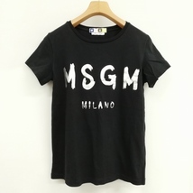 エムエスジーエム MSGM ロゴ 箔プリント カットソー Tシャツ トップス 半袖 XS ブラック レディース_画像1