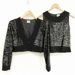  Tsumori Chisato TSUMORI CHISATO SEED spangled biju- ensemble knitted tops black Vintage lady's 