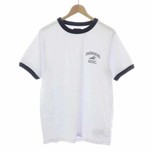 ビームス BEAMS 23SS プリント リンガーTシャツ カットソー 半袖 ダメージ加工 S 白 ホワイト 11-08-0190-146 /AT16 メンズ レディース_画像1