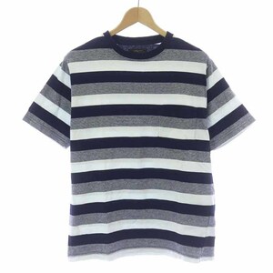 ビームスプラス BEAMS+ 20SS インディゴボーダー ポケットTシャツ カットソー 半袖 S 紺 ネイビー 11-04-0936-156 /AT13 メンズ