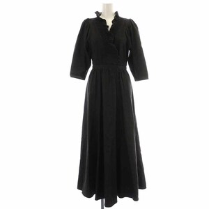 アメリヴィンテージ 22SS 名古屋限定 SHIRRING COLLAR DENIM DRESS デニムワンピース フレアワンピース フリル 七分袖 M 黒