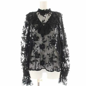 アメリヴィンテージ Ameri VINTAGE 22SS LADY UNUSUAL LACE BLOUSE ブラウス 総レース シアー シースルー 長袖 F 黒 ブラック