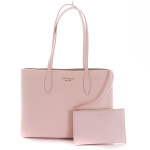 未使用品 ケイトスペード KATE SPADE all day large tote トートバッグ ポーチ 2点セット レザー ロゴ ピンク PXR00297