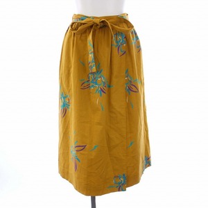  Christian Dior Christian Dior pre ta Porte Vintage LAP юбка flair длинный цветочный принт S горчица желтый цвет 