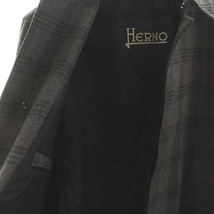 ヘルノ HERNO ステンカラーコート ミドル丈 比翼 チェック柄 44 S グレー /AN31 メンズ_画像4