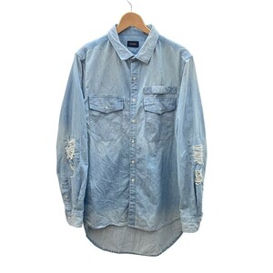 スタンプド STAMPD REPAIRED DENIM SHIRT リペア ダメージ加工 デニム 長袖 シャツ M ブルー 青 メンズ