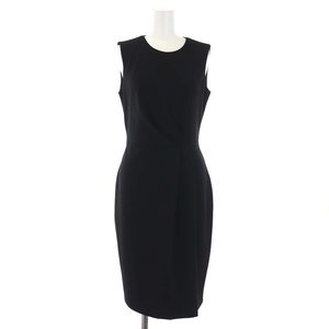 カルバンクライン Stretch Crepe Drape Front Pleat Sheath Dress ワンピース ノースリーブ タック ひざ丈 2 XS 黒 ブラック レディース