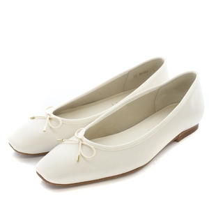 ruta long Le Talon Flat pumps square Turow heel leather ribbon 22cm white white 32002 /YB lady's 