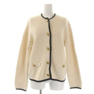  Mira o-wenMila Owen 23SS gold . short knitted cardigan long sleeve cotton bai color 0 S white white black 