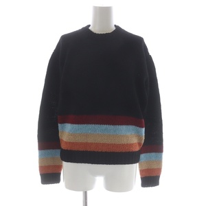 プラダ 23SS Shetland wool crew-neck sweater セーターニット 長袖 ウール 46 黒 ワイン 水色 ベージュ オレンジ UMB557 メンズ