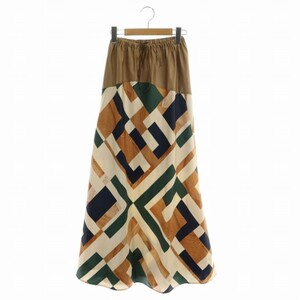 ミュラー オブ ヨシオクボ 22SS moy A-MAZE TWILL SKIRT フレアスカート ロング丈 マキシ丈 プリント 36 S マルチカラー