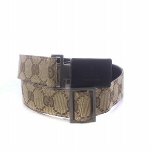 グッチ GUCCI ベルト GGスプリーム キャンバス レザー バックル GG ロゴ 総柄 金具 85/34 茶色 ブラウン 036 1766 1144