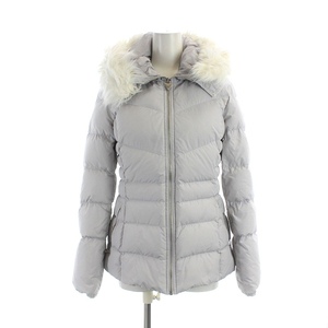 ゲス GUESS FUR HOODED SHORT DOWN JACKET ダウンジャケット ショート丈 フェイクファー XS ライトグレー ■SH /AK30 レディース