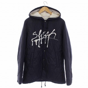 アンダーカバー 15AW slash magazine キルティングジャケット 中綿ジャケット フード ロゴプリント 裏地フリース 3 ネイビー UCP4203-2