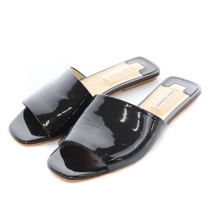  fabio rusko-niFABIO RUSCONI Flat mules sandals square tu enamel 37 24cm black black /YB #SH lady's 