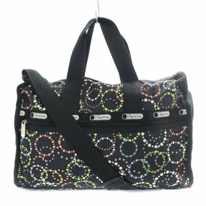 レスポートサック LesportSAC 2way ショルダーバッグ ボストンバッグ ナイロン 総柄 黒 ブラック /YB レディース