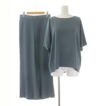 セオリー セットアップ 上下 POWDER CREPE BACK RAGLAN TOP B FLARED PULL ON PT B ブラウス 五分袖 フレアパンツ イージー S ブルーグレー_画像1