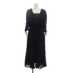  Snidel snidel 23AW fringe simple dress One-piece long height mi leak height . minute sleeve 0 S black black /YQ #OS #SH lady's 