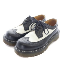 ドクターマーチン DR.MARTENS 5ホール ウィングチップ ドレスシューズ ローファー 厚底 バイカ レザー UK6 25cm 黒 ブラック 白 ホワイト 1_画像1