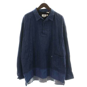 リーバイス Levi's シャツ カジュアルシャツ 長袖 プルオーバー ハーフボタン デニム 切替 XL 紺 ネイビー /NW21 メンズ