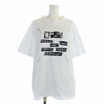 ヌメロヴェントゥーノ N°21 Tシャツ カットソー 半袖 クルーネック ロゴ 安全ピン XS 白 ホワイト 22AU-F012-4157 /KU レディース_画像1