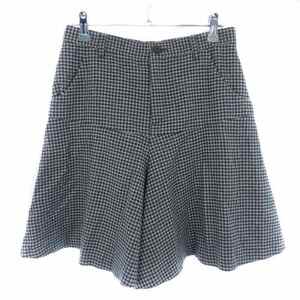 k Miki .k Kumikyoku KUMIKYOKU culotte short pants show bread thin wool check 2 black ivory black bottoms /BTreti-