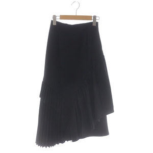 エレンディーク ELENDEEK 22AW CHIC FRILL PLEATS SK ロングスカート プリーツ フリル アシンメトリー 01 黒 ブラック /ES レディース