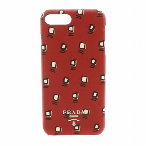 プラダ PRADA iPhone7plus/8plusケース スマホケース ハード 総柄 サフィアーノレザー 赤 レッド /AQ ■GY19 レディース