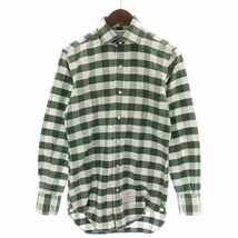 トムブラウン THOM BROWNE カジュアルシャツ チェック 長袖 0 XS 緑 グリーン 白 ホワイト /YI19 メンズ_画像1