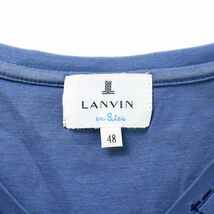 ランバンオンブルー LANVIN en Bleu Tシャツ カットソー 長袖 Vネック コットン 48 M 青 ブルー /KU メンズ_画像3