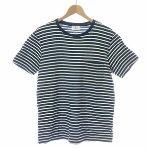 ランバンオンブルー LANVIN en Bleu Tシャツ カットソー 半袖 ボーダー 48 M 緑 グリーン 白 ホワイト /AT32 メンズ