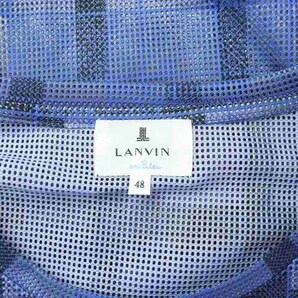 ランバンオンブルー LANVIN en Bleu Tシャツ カットソー 半袖 チェック メッシュ 48 L 青 ブルー /AT18 メンズの画像4