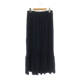 スリードッツ three dots Travel line midi skirt スカート ロング フレア S 紺 ネイビー /NR ■OS レディース