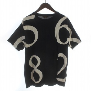 ポールスミスコレクション PAUL SMITH COLLECTION Tシャツ カットソー 半袖 クルーネック 数字模様 黒 ブラック 白 ホワイト ■GY18