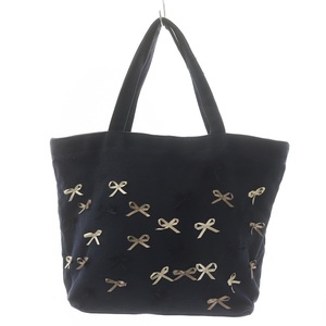  Tocca TOCCA tote bag canvas ribbon navy /WM lady's 