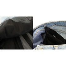 ピンコ PINKO デニムスカート ロング マキシ フレア チュール ペチコート付き I40 XS 水色 ライトブルー 黒 ブラック /YT レディース_画像9