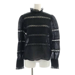 イザベル マラン エトワール ISABEL MARANT ETOILE 長袖 レース ブラウス シャツ バックボタン ボトルネック シアー 38 黒 ブラック /CX ■